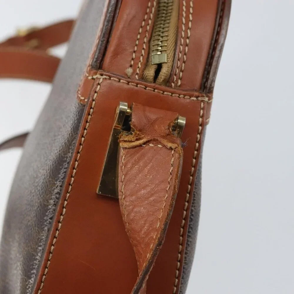 Authentic CELINE Macadam Canvas Shoulder Bag PVC Leather Brown Gold - Picture 2 of 16